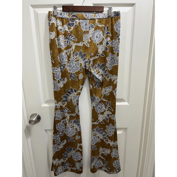 Free People Make A Statement Flare Pant in Bronze Combo Size Large Boho - Picture 4 of 7